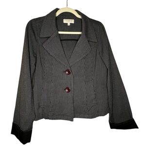 Vintage Y2K Talbots Pinstripe Cotten Blazer Black/Grey Slip Pockets Size 6